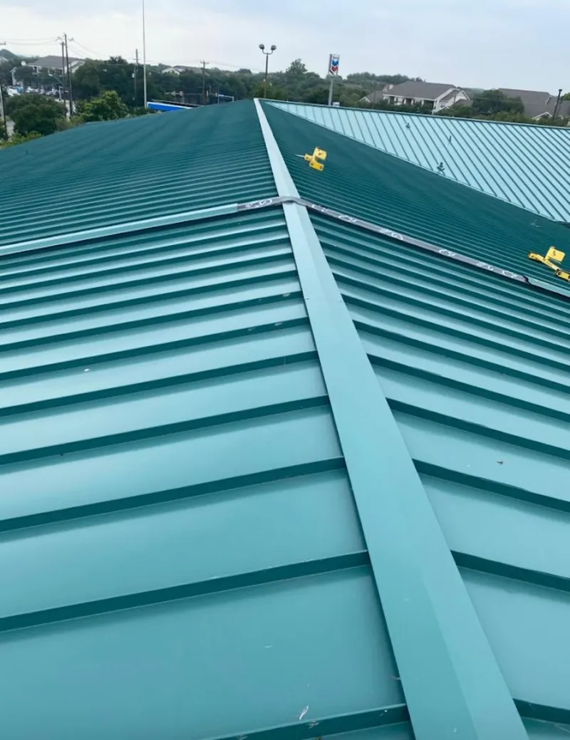 Green commercial metal roof ridge and valley for Metal Roof Repair in Southeast